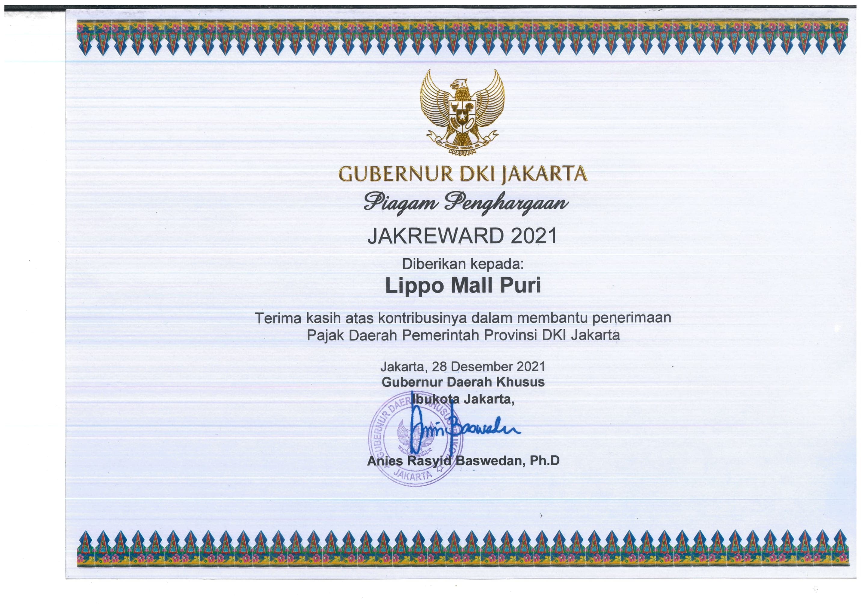 Wajib Pajak Terbaik DKI Jakarta 2021